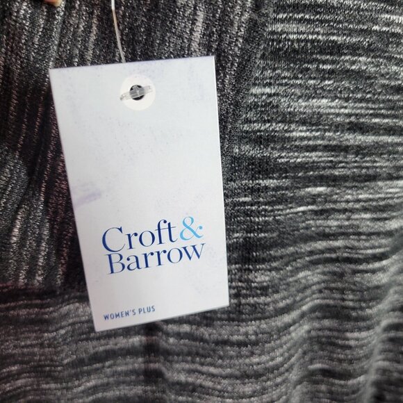 Croft Barrow Womens Top 2X Plus Tee Long Sleeve Black Gray Heather BLA26E - Picture 7 of 11